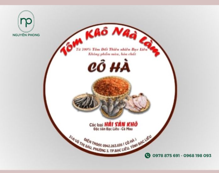 Mẫu tem nhãn tôm khô nhà làm